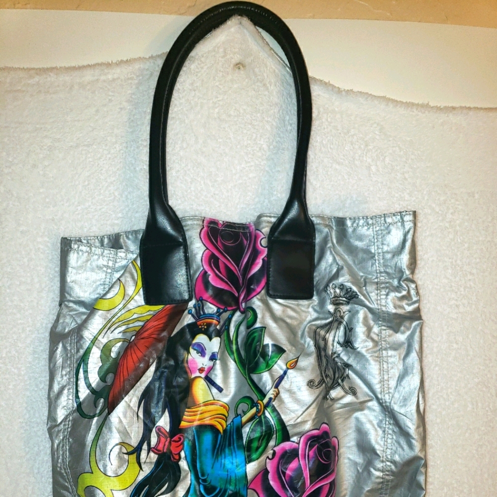 Christian Audigier Vintage Asian Geisha Tote Bag